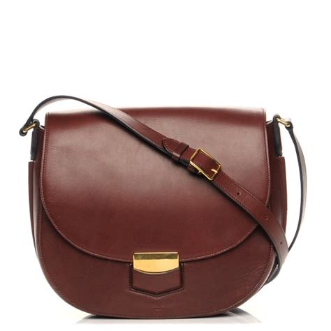 CELINE Natural Calfskin Medium Trotteur Burgundy